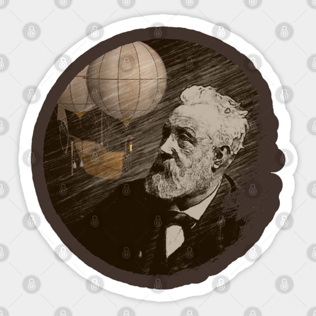 Sci-Fi Visionary - Jules Verne Aeronautical Vehicle 1 Sticker by EDDArt